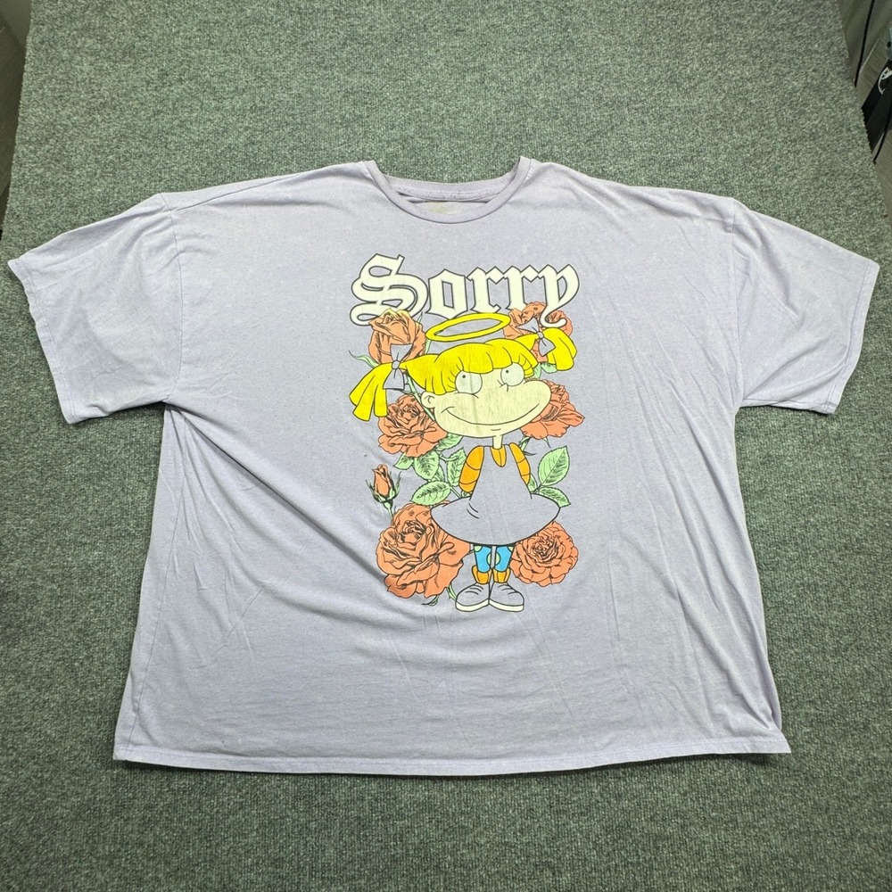 Rugrats T Shirt‎ Womens 2XL Purple Angelica Pickles Sorry Not Sorry Roses